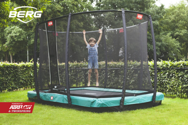 Trampolin springen Fun hüpfen InGround Flatground Sprungtuch Bodentrampolin Sicherheitsnetz ovales Tramolin rechteckiges Tramolin rundes Trampolin